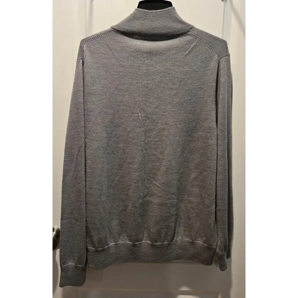 J. Crew Merino wool 1/4 zip mens sz L sweater light gray